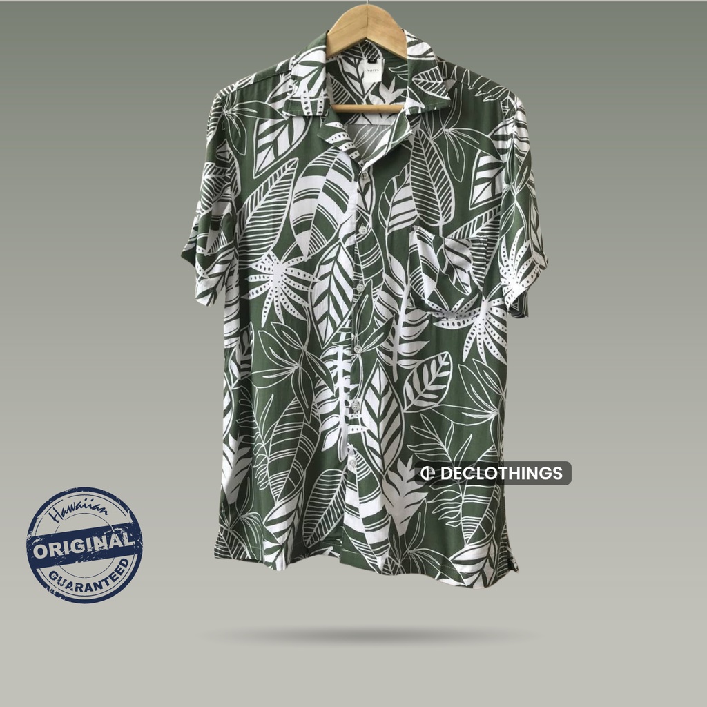 Baju Pantai Pria Kemeja Hawai Hawaiian Shirt Floral Full Print Tropical Motif Bunga