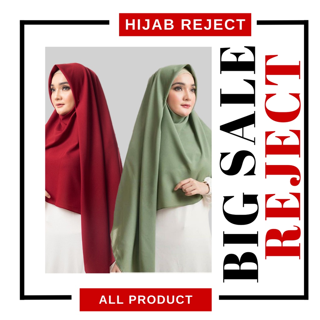 Hijab Reject / Rijek - Kerudung Pashmina Segiempat Khimar Reject Cacat Produksi Layak Pakai Saudia /