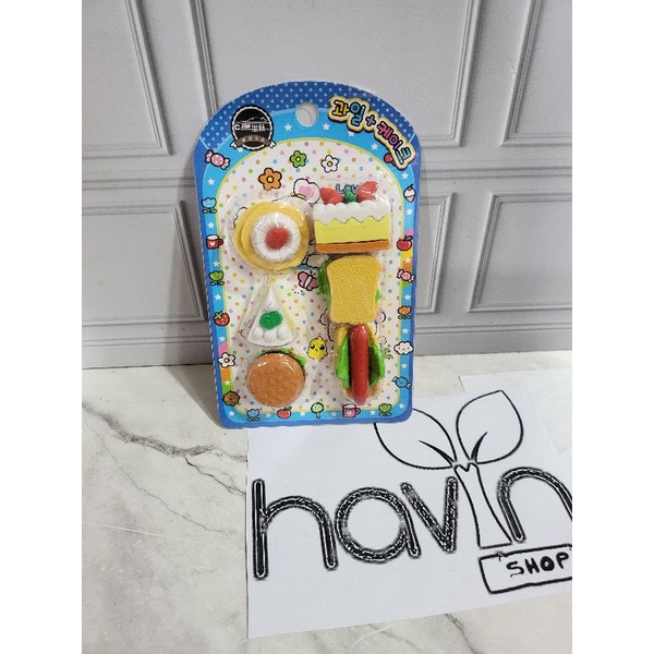 Penghapus lucu makanan kue/STIP KUE/hapusan fancy/hapusan set/stip-D