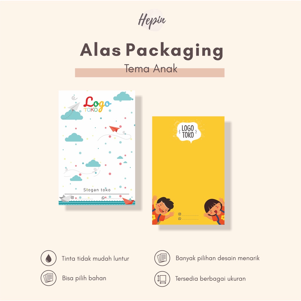 

cetak/murah/label produk/alas packing tema ANAK