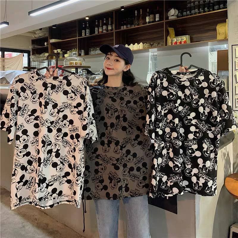 Oversize Tee Tshirt Model Longgar Untuk Wanita Motif Mickey BL