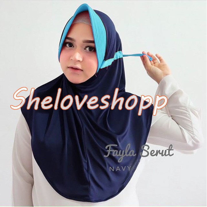 JILBAB SERUT MOTIF KOMBINASI 2 WARNA LIST TWO TONE PET ANTEM TALITA JOKOWI HIJAB BERGO ELNIFA MURAH