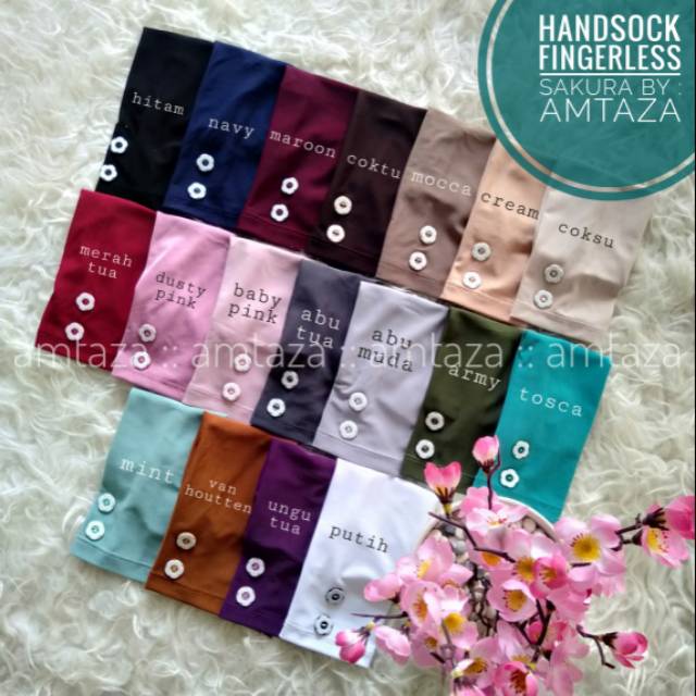 [BISA COD] Handsock Fingerless Sakura Premium By Amtaza | Handsock jempol pita amtaza | manset jempol pita amtaza | handsock jempol kancing