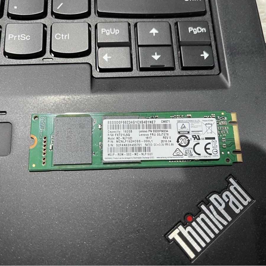 SSD M2 Sata Samsung 192Gb Bekas Thinkpad