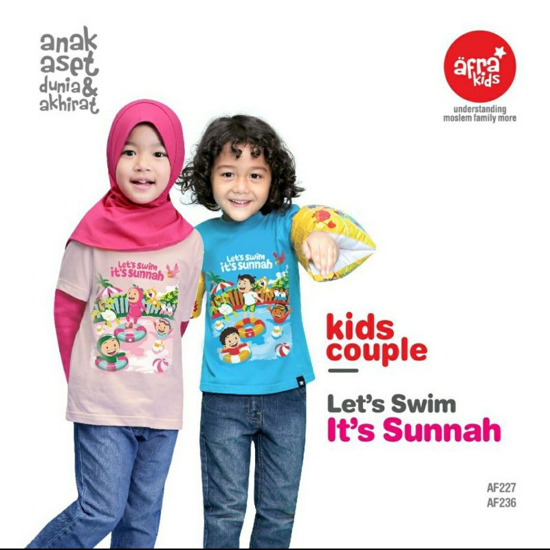 Kaos Anak Afrakids AF227 &quot;Let's Swim It's Sunnah&quot; Lengan Panjang