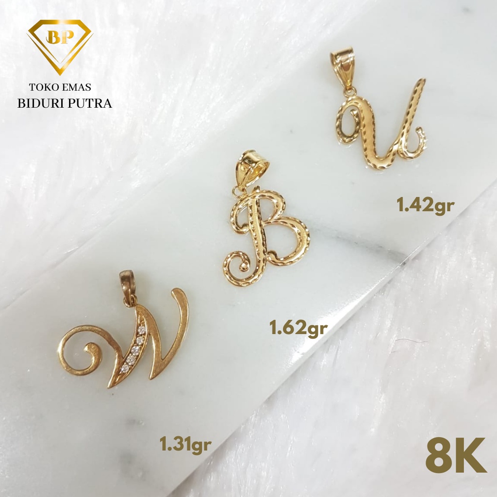 LIONTIN ALPHABET PERHIASAN EMAS ASLI KADAR 8K/375