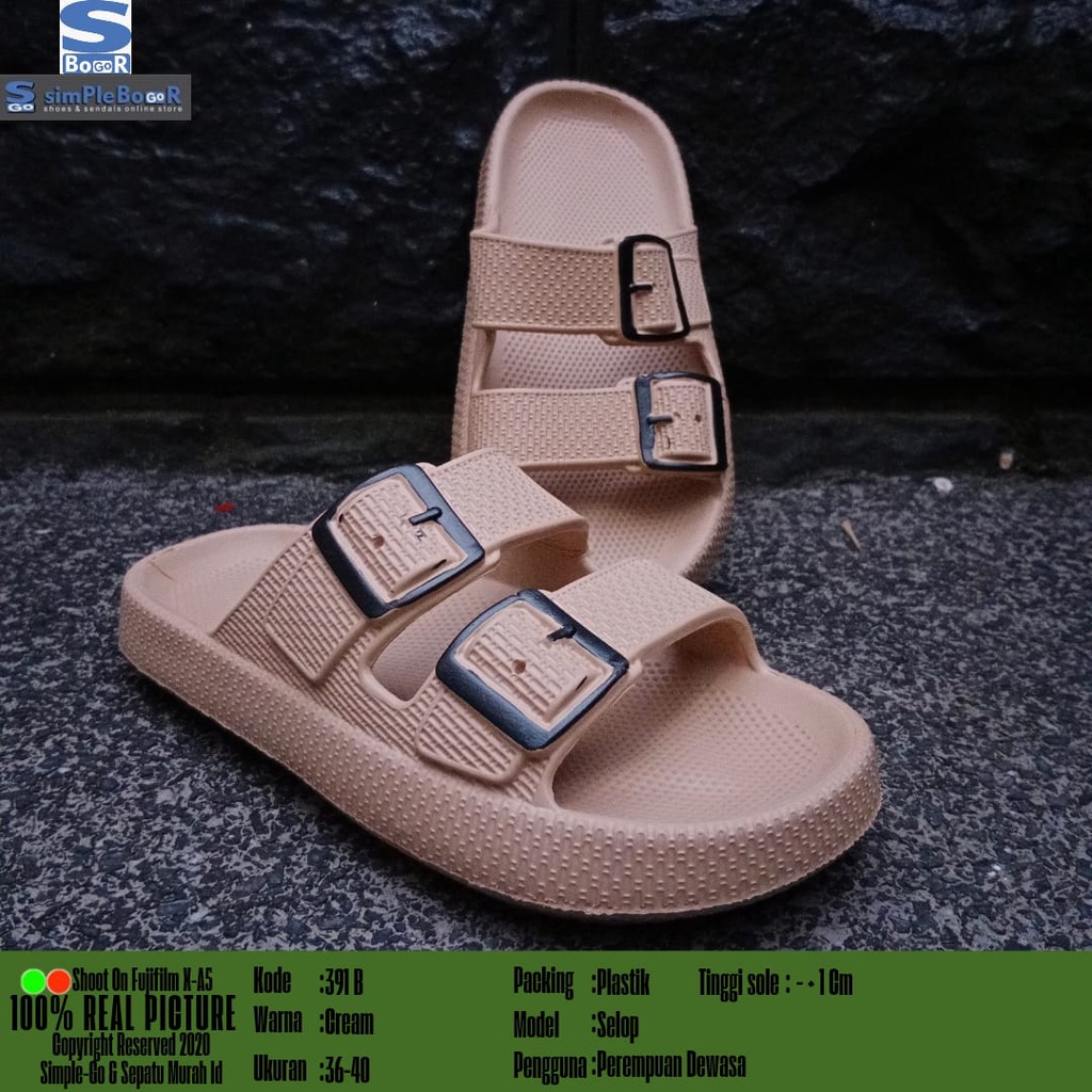 sandal slop wanita dewasa terbaru motif gesper model 391B 36-40