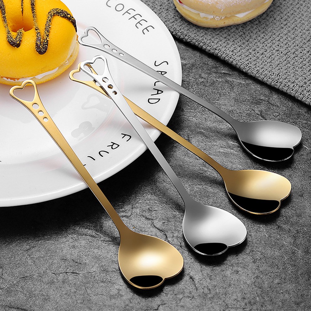 Stainless Steel Spoon Heart Shaped Coffee Spoon Hollow Heart Shaped Spoon Ice Cream Ice Cream Spoon Small Spoon