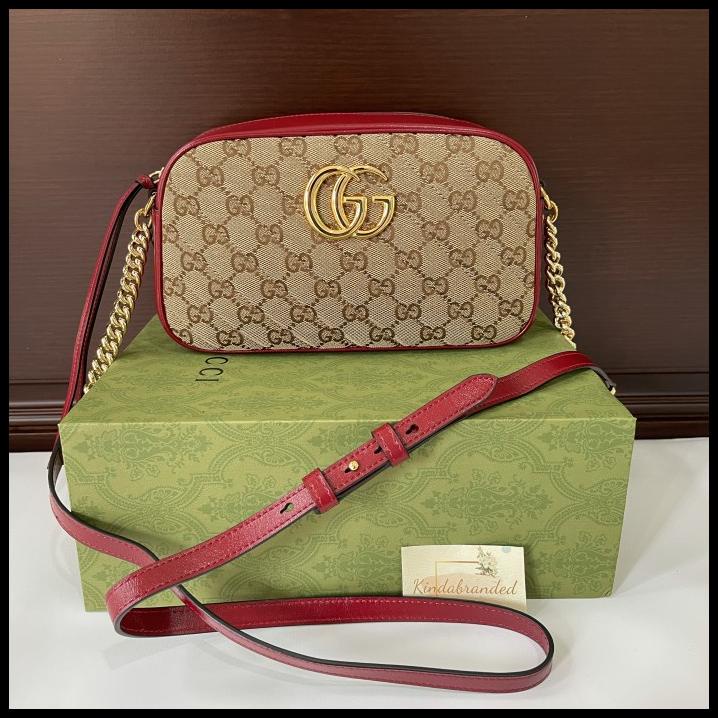 Bag Canvas - Tas Wanita Gg Marmont Camera Canvas Beige