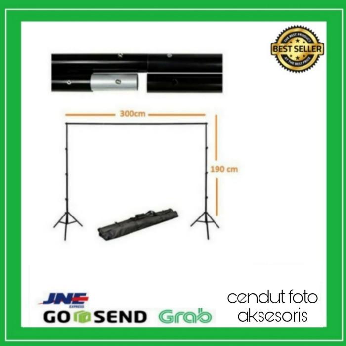 paket green screen + stand lengkap 2,5 x 3m