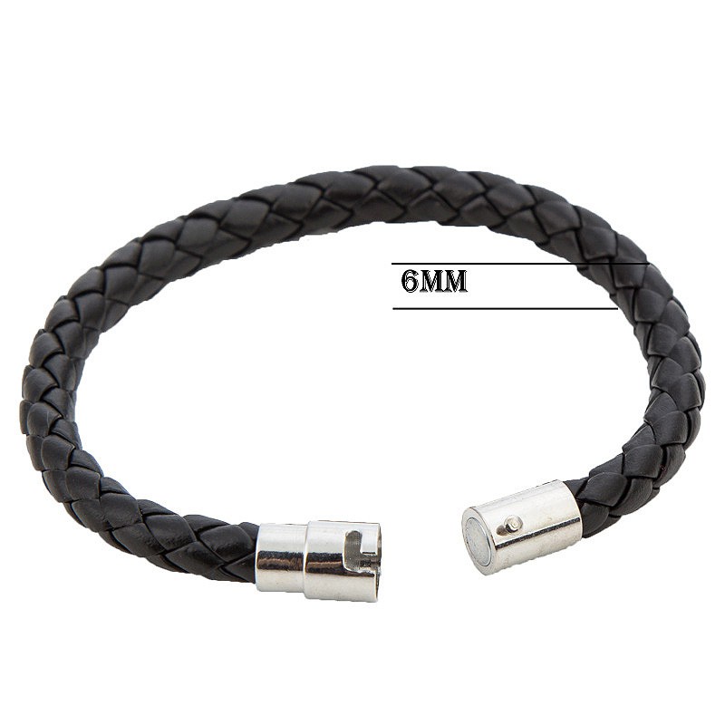 Fashion Tenunan Tali Kulit Gelang Magnetic Buckle Bangle Unisex Perhiasan Pasangan