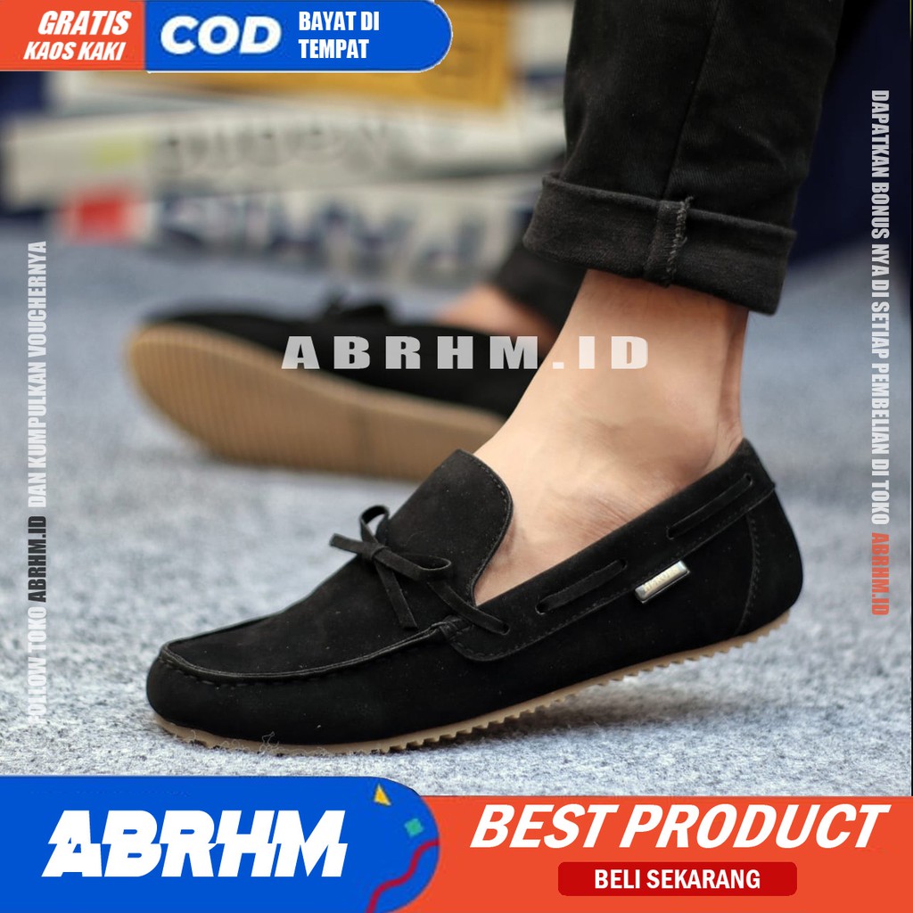 ABRHM- CELTIK Sepatu Slip On Pria Sepatu Casual Pria Sepatu Kulit Asli Pria Sepatu Kasual Semi Formal Kuliah Kondangan Gaya Santai Keren Kekinian Murah Original Terlaris