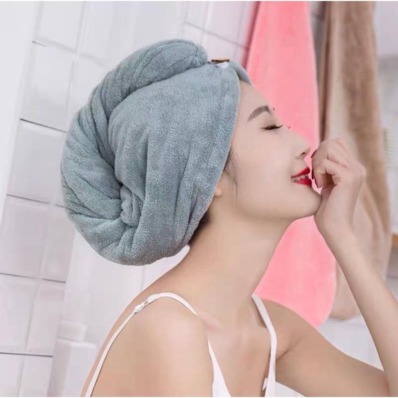 Handuk Rambut Keramas Microfiber Lap pengering Rambut Kepala Praktis dan Cepat Handuk Keramas