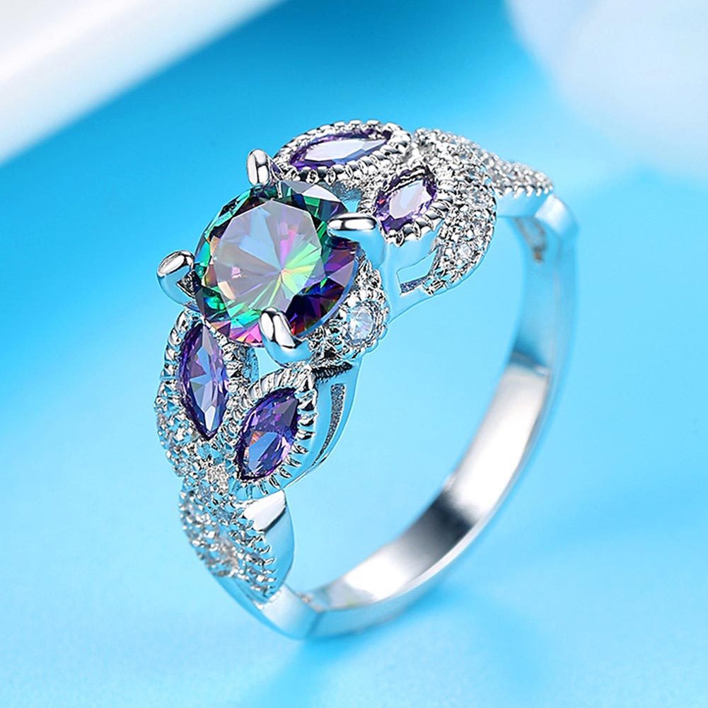 Hu Hu Hu Hu Hu Alat Bantu Pasang Kacamata♡ Cincin Lapis Silver Dengan Berlian Imitasi Warna-Warni Gaya Eropa Untuk Wanita