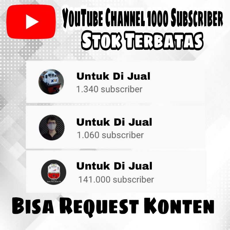 YouTube Channel 1K Subscriber (Belum Monetesasi)