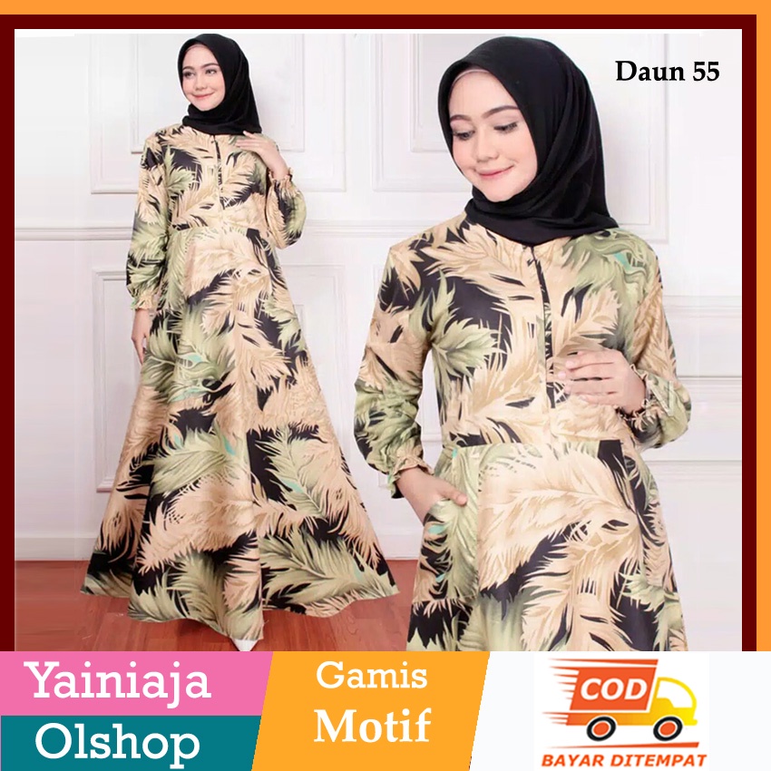 GAMIS WANITA TERBARU KATUN MOTIF BUNSUI DRESS FORMAL FASHION MUSLIM