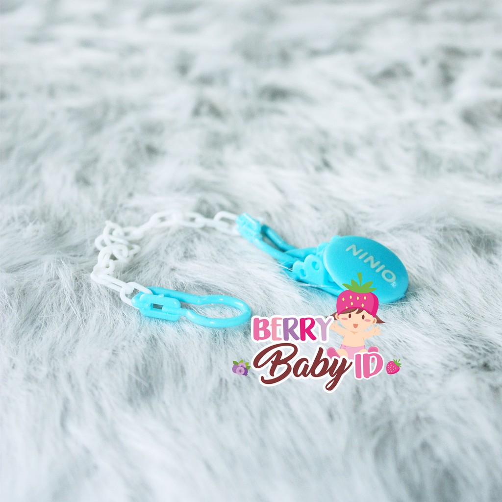 Ninio Tali Empeng &amp; Gigitan Pacifier &amp; Teether Safety Chain Clip Blue &amp; Pink Berry Mart