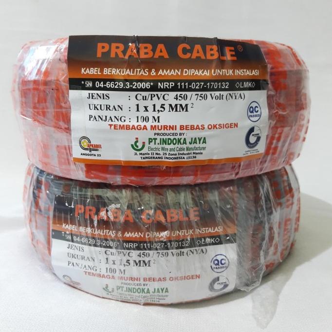 Produk Unggulan] Kabel NYA 1,5 MM Panjang 100 Meter PRABA/Instalasi/NJA/LMK/SNI