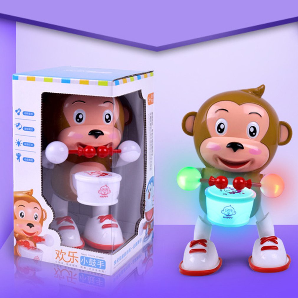 [Bayar Di Tempat]Mainan Anak Monyet Elektrik Drum Dengan
