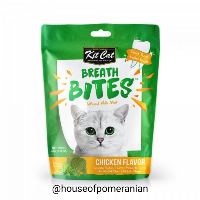 KIT CAT breath bites 60gr snack cemilan kucing pembersih gigi mulut napas cat food