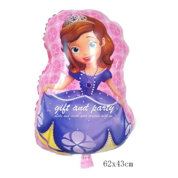 balon foil karakter disney sofia the first party stuff warna ungu dan pink untuk ulang tahun