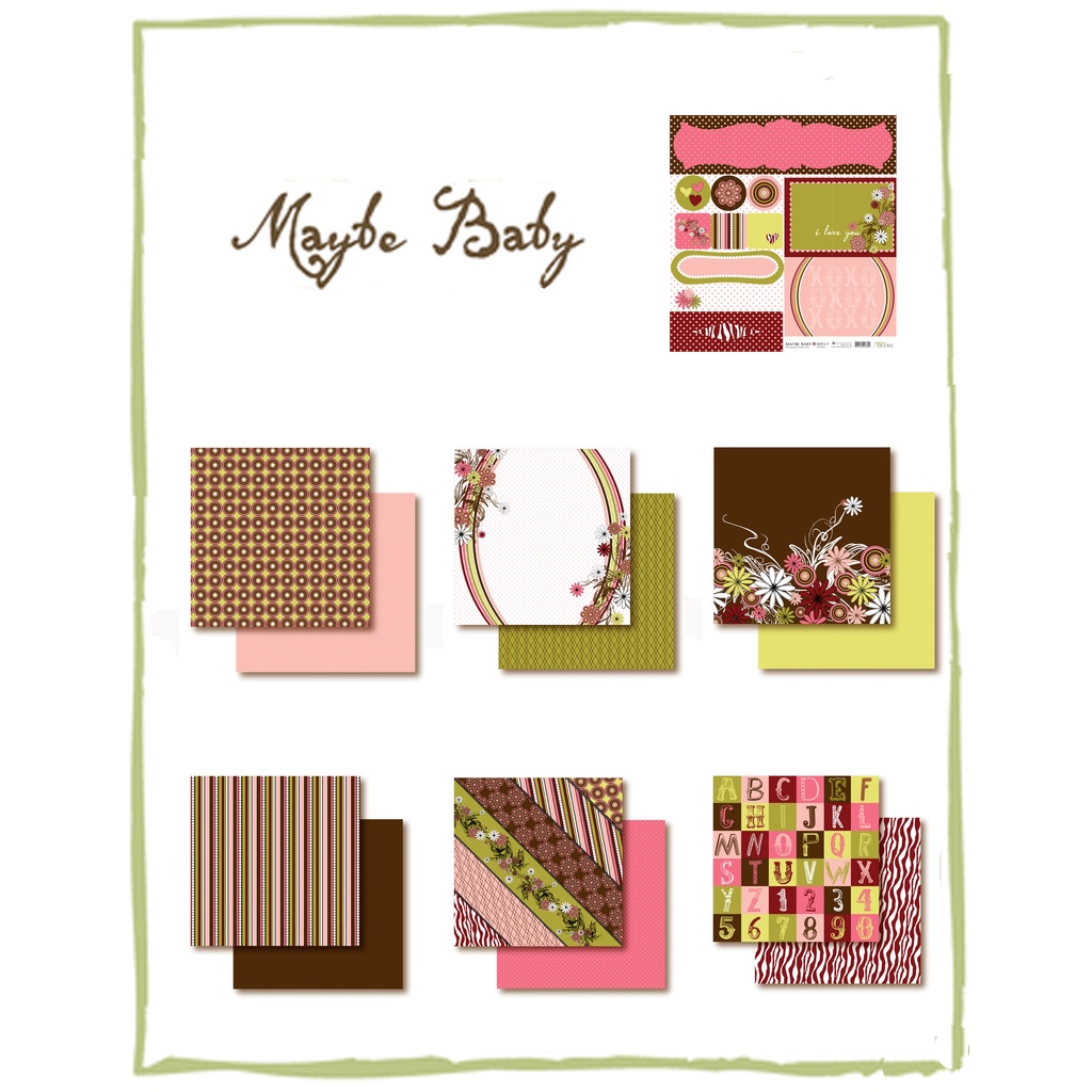 

12x12 Paket Kertas Scrapbooking "Maybe Baby" (6 lembar & 1 diecut)