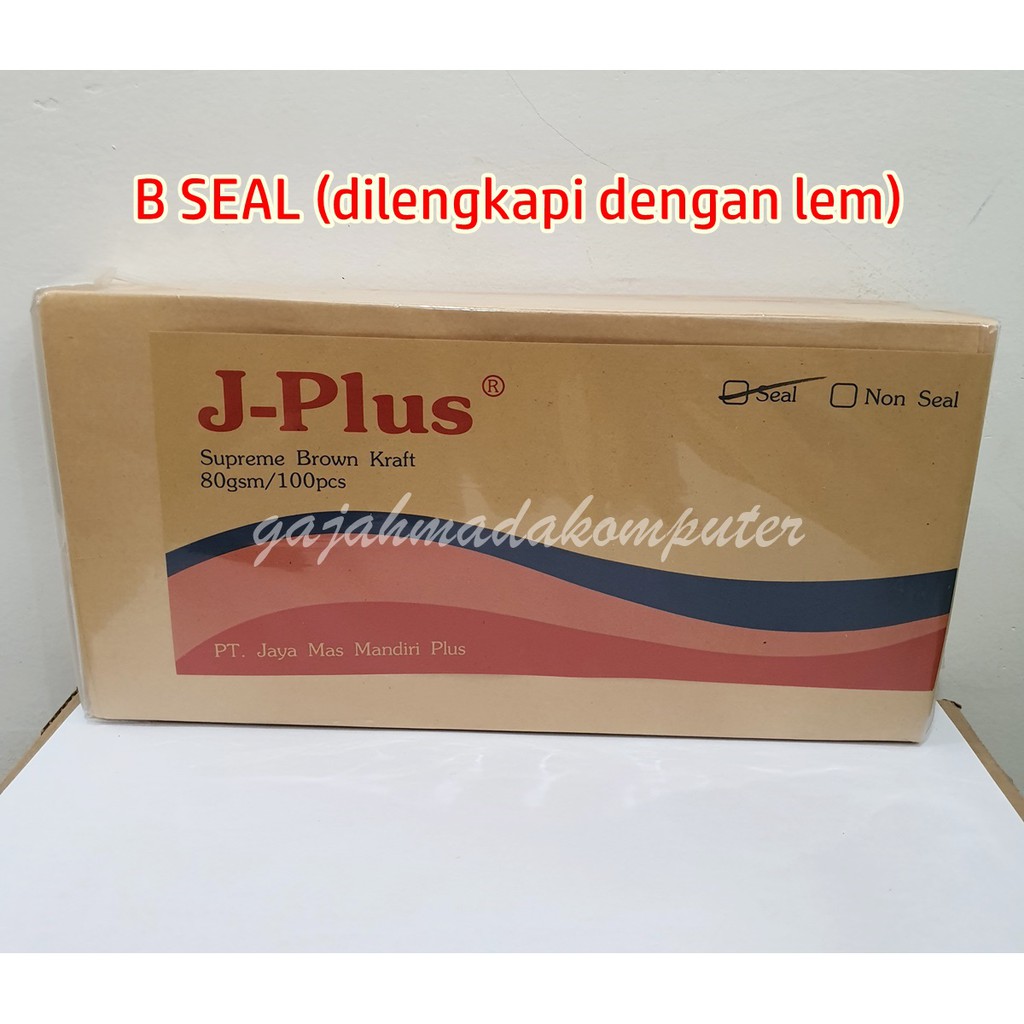 

Amplop Kertas Coklat Samson B SEAL ada perekat / Lem merk J Plus J-Plus - 14 X 27 Cm isi 100pcs