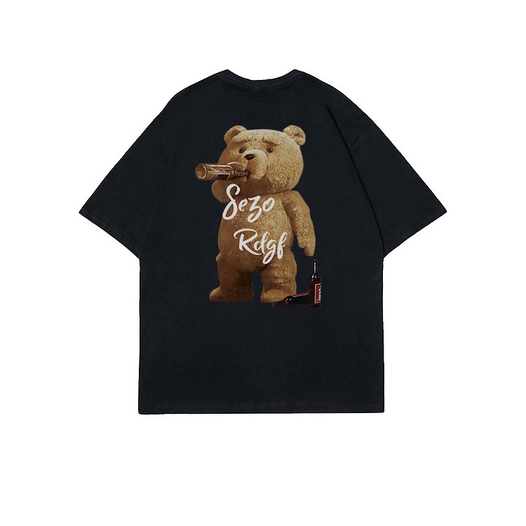 korean style Oversize Teddy Bear T-shirt/Printed T-shirt Kaos Putih Lengan Pendek
