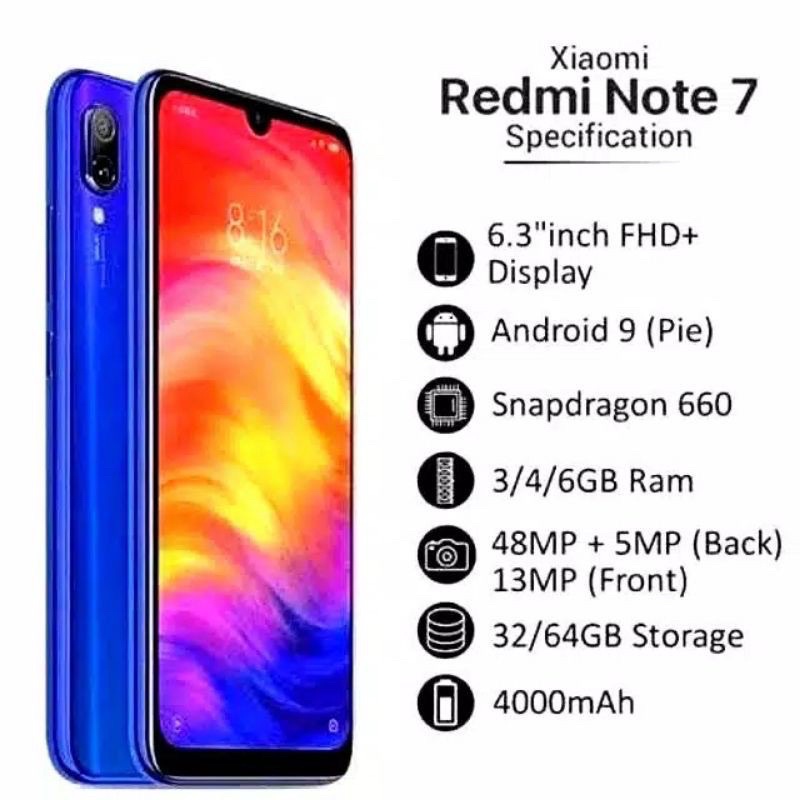 Xiaomi Redmi Note 7 Ram 4/64GB | 4/128GB | 6/64GB | Note 7 PRO 6/128GB New Smartphone 4G LTE