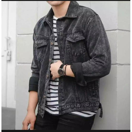 Diamond JAKET JEANS SANDWASH BLACK PRIA