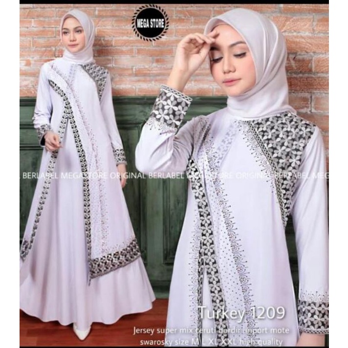 REAL PICT GAMIS PUTIH BORDIR KOMPUTER // GAMIS ABAYA PUTIH