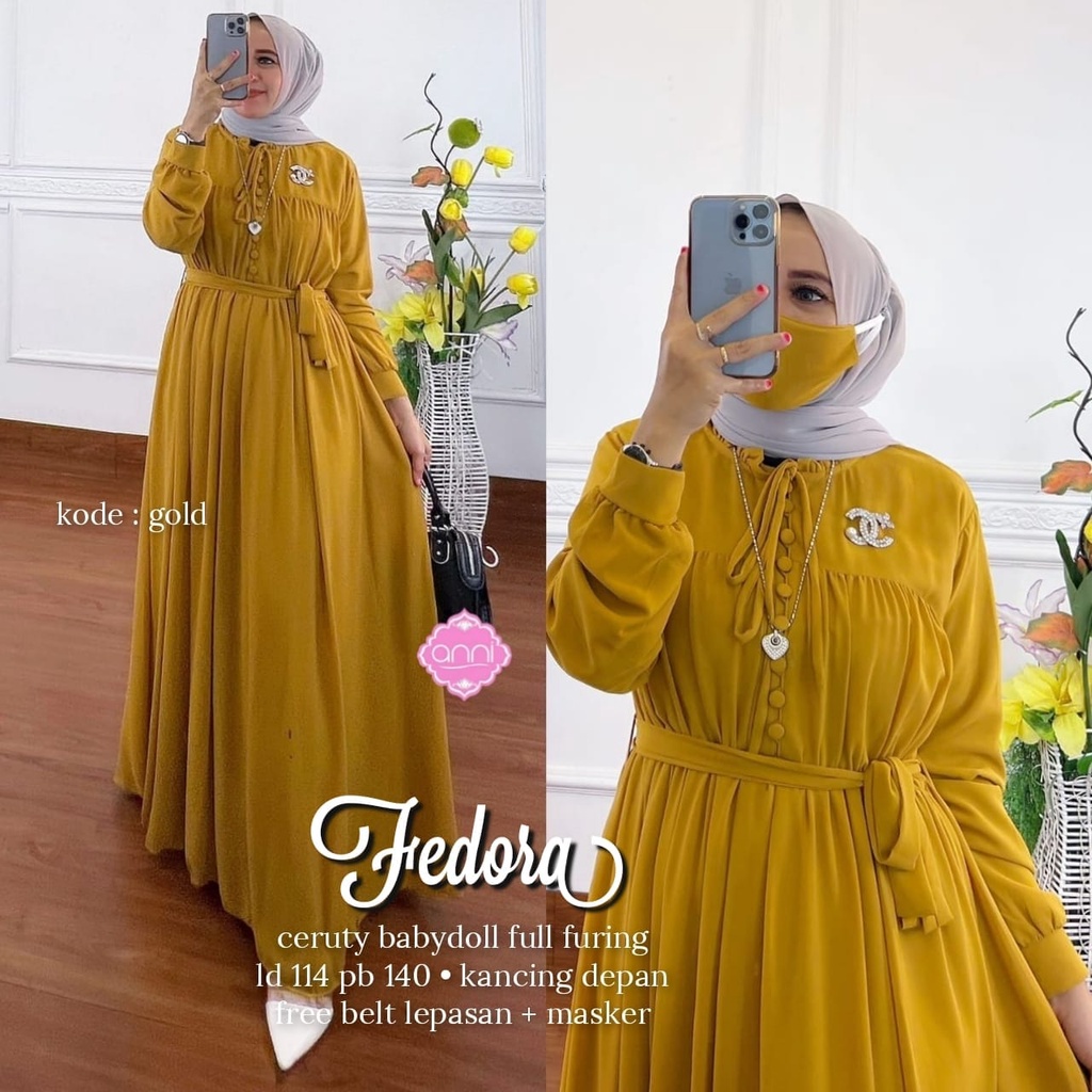 FEDORA DRESS/DRESS MAXI KEKINIAN/DRESS MAXI TERBARU/MAXI DRESS MURAH/MAXI DRESS POLOS/MAXI DRESS TALI PINGGANG