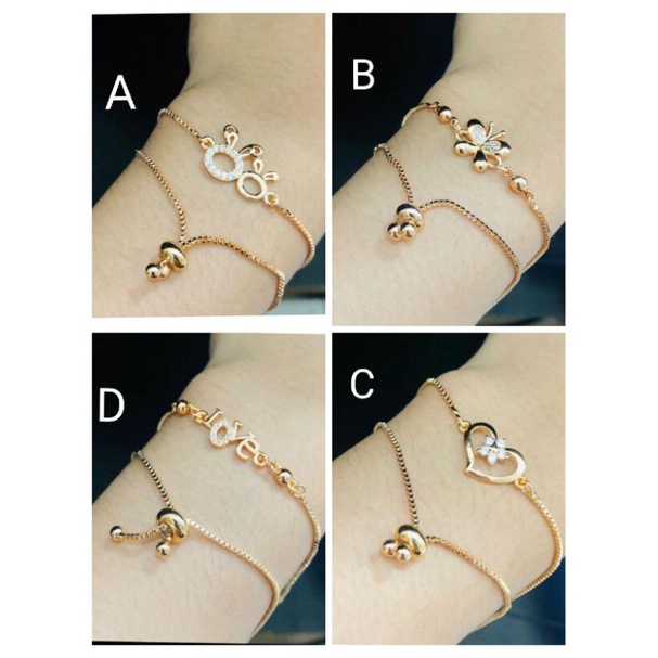 Ramk863. Gelang tangan tali serut xuping wanita lapis emas dgn mata zircon ukuran flexibel (bisa di besar kecilkan)