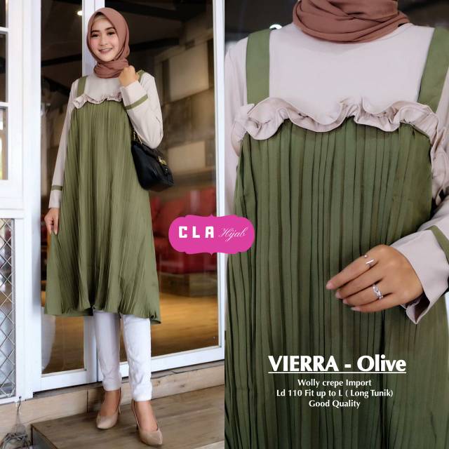 Vierra tunik plisket jumbo ld 110 XXL kuliah kerja fashion hijab