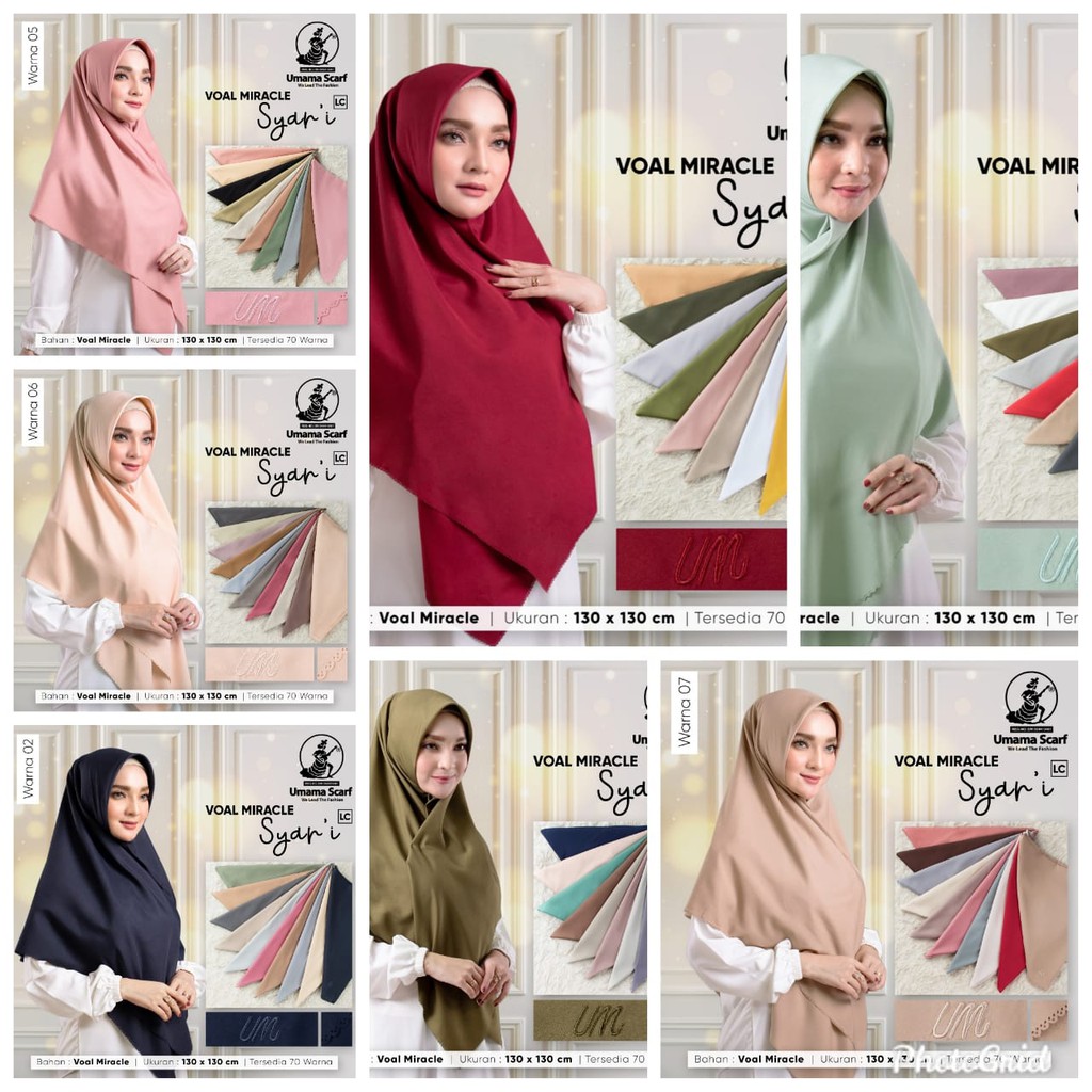NEW Hijab Segi Empat Umama scarf/ Voal Miracle Syar,i / Jumbo / Hijab Umama Scraf