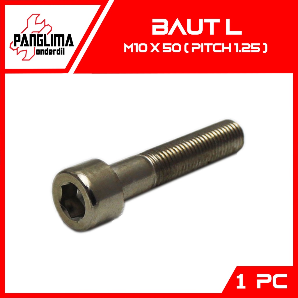 Baut L-L8 M10x50-10x50-M 10 x 50 Kunci-K 8 P-Pitch 1.25 Baud-Bolt