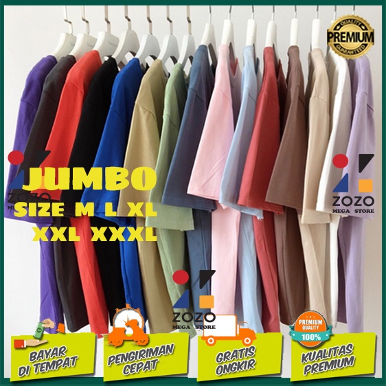 [PROMO] KAOS POLOS PRIA LENGAN PENDEK COTTON PREMIUM JUMBO XXL XXXL