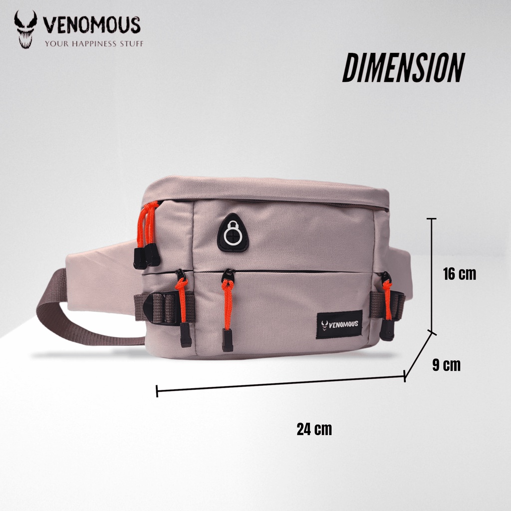 Tas Pinggang Waist Bag Venomous Yong Grey - Tas Pinggang Pria Terlaris Uniex