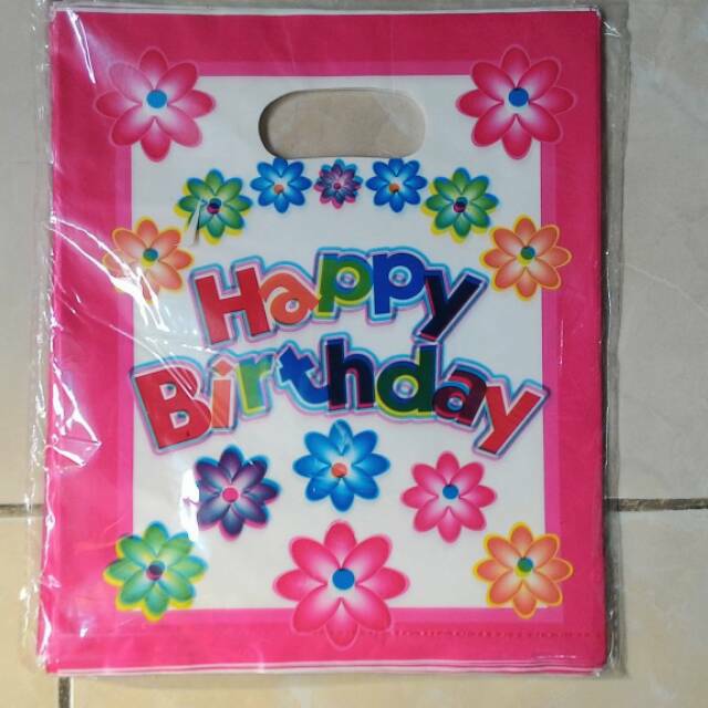 Kantong plastik snack ultah isi 10 ukuran 18x22 cm