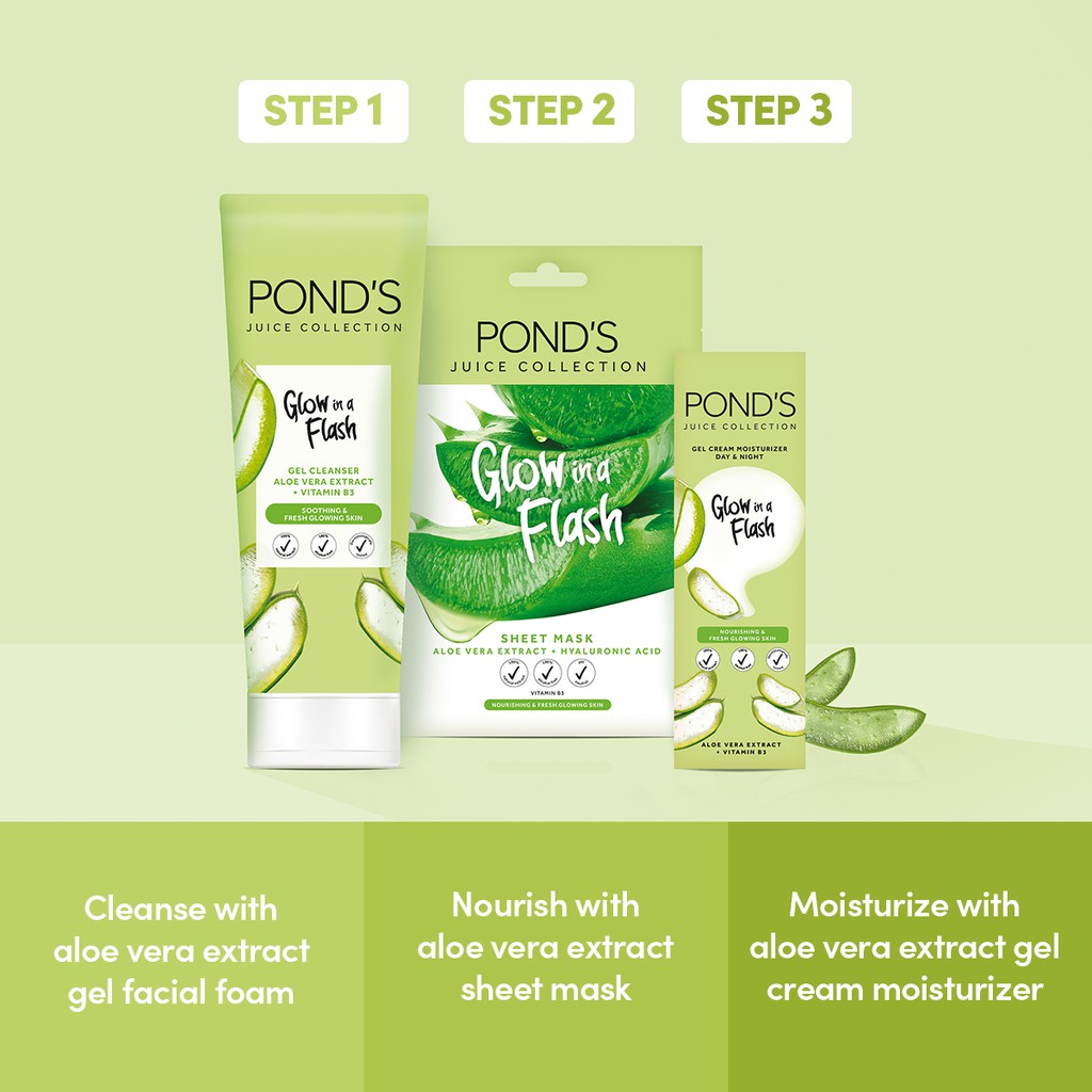 Pond's Juice Collection Sheet Mask / Masker Wajah Aloe Vera Extract + Hyaluronic Acid 20 gr