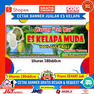 Spanduk Es Kelapa Muda Custom Desain Shopee Indonesia