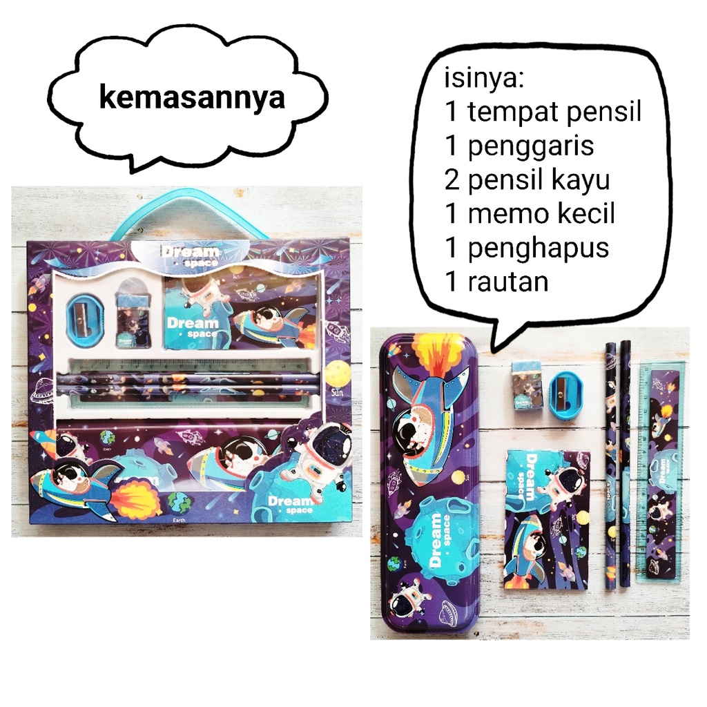 

paket alat tulis study set kemasan kotak karakter astronot kids astronot boy astronot girl