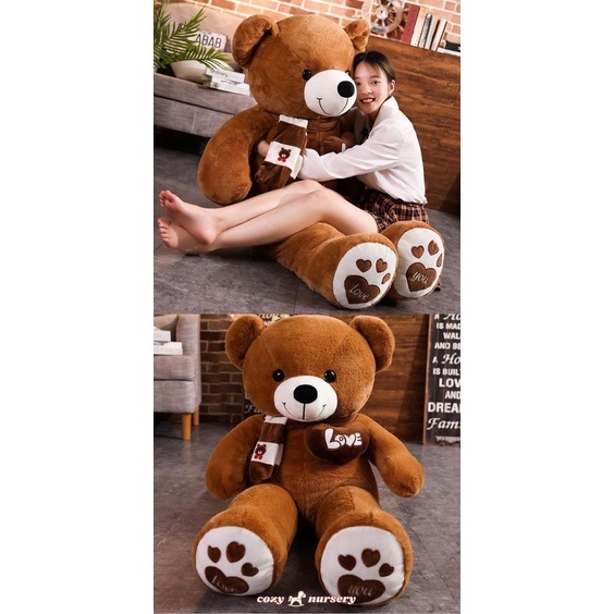 Boneka Teddy Bear FLUFFY SYAL SUPER JUMBO 1,5 METER bahan halus dan lembut