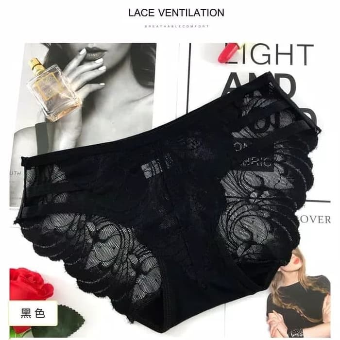celana dalam lace renda transparan cd brokat sexy wanita C7094