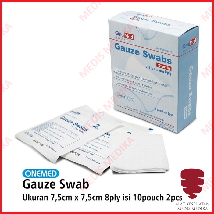 Gauze Swab 7,5X7,5 Onemed Kasa Steril Kesehatan Peralatan P3K Luka Sterile Isi 10