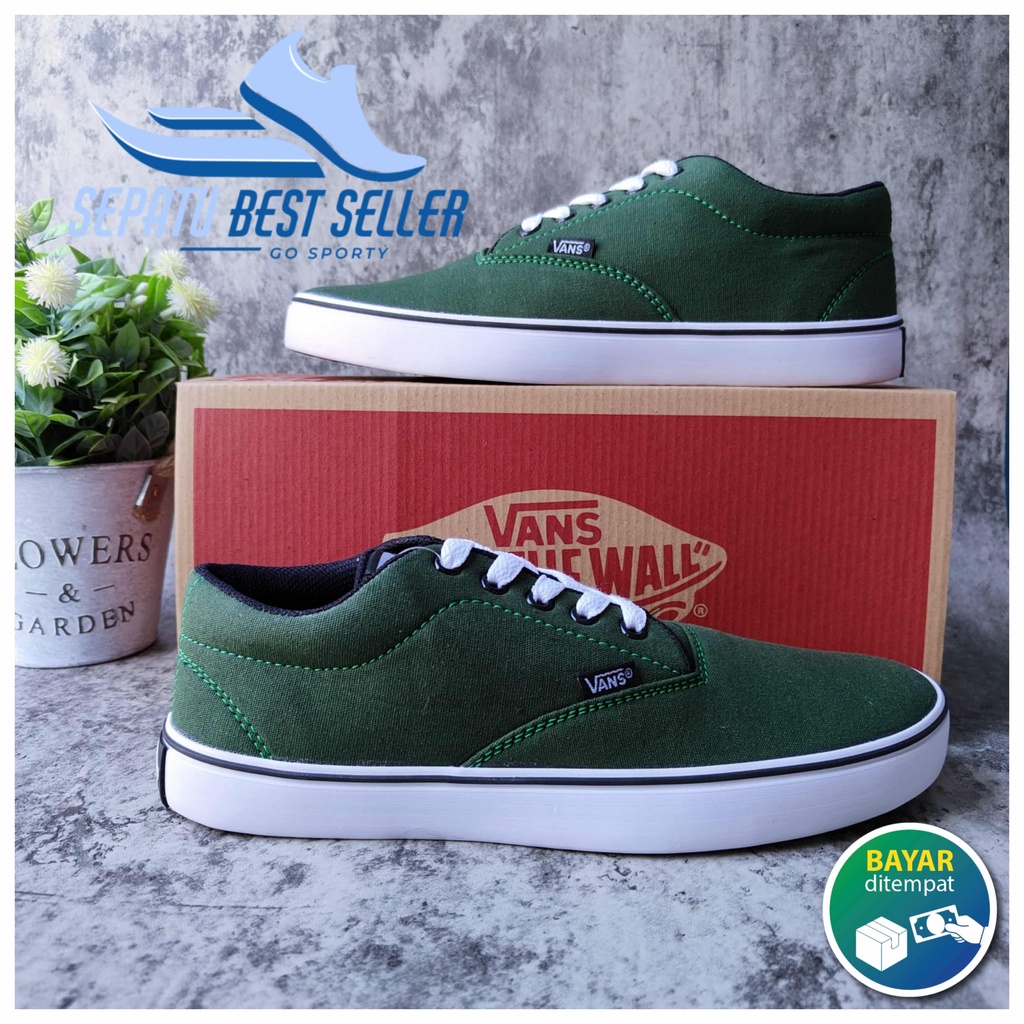 Sepatu Sekolah Vans Era Authentic California hijau army Pria Wanita