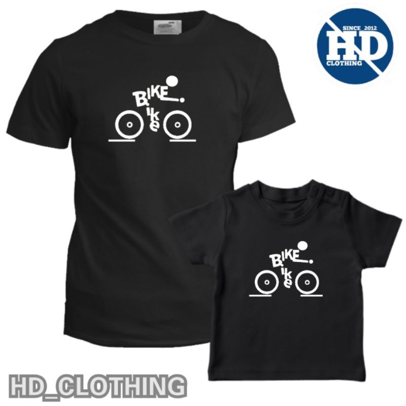 baju anak dan dewasa GRATIS CETAK NAMA  motif bike warna hitam sepeda