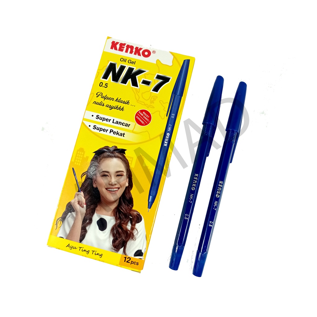 

KENKO NK-7 Pen Oil Gel Pulpen [ BIRU ] / LUSIN
