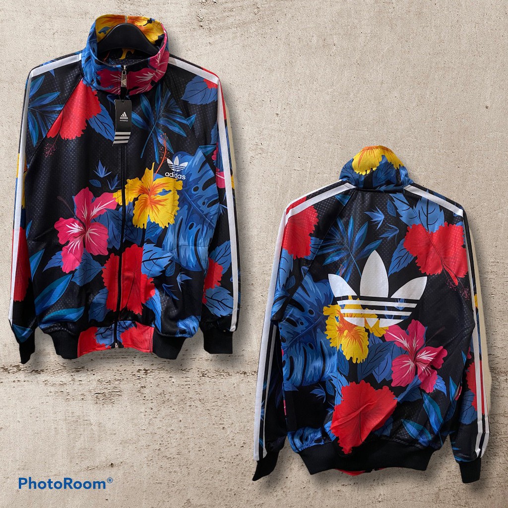 Jaket tracktop adidas floral bunga kembang full print