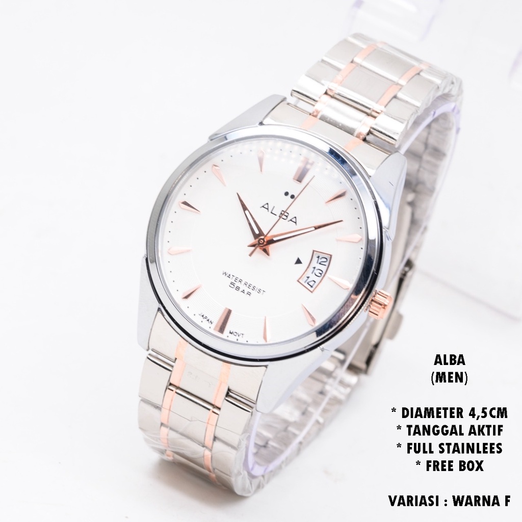 JAM TANGAN PRIA FASHION RANTAI BODY BULAT TANGGAL AKTIF